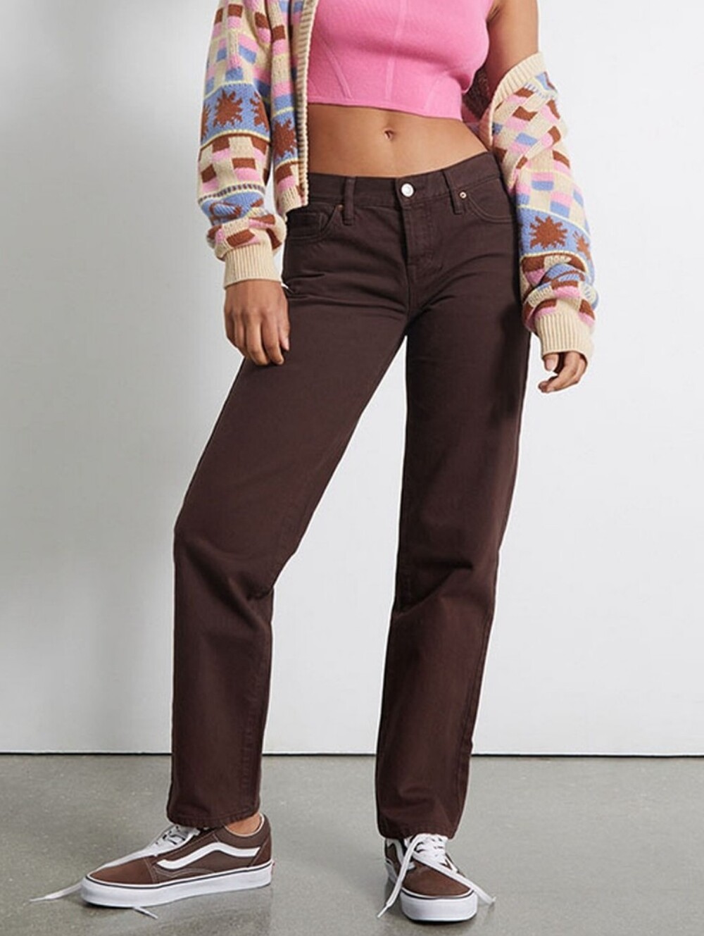 PacSun Low-Rise Straight Leg Chocolate Brown Women's Jeans